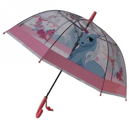 Foxfire Foxfire FOX-622-47 Childrens Unicorn Umbrella; Clear & Pink FOX-622-47
